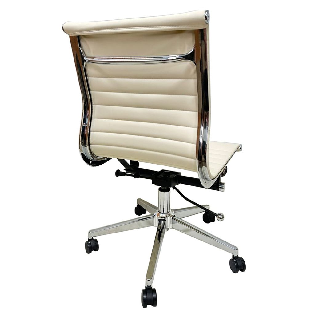 back view of pu leather mid back office meeting chair with aluminium frame 2