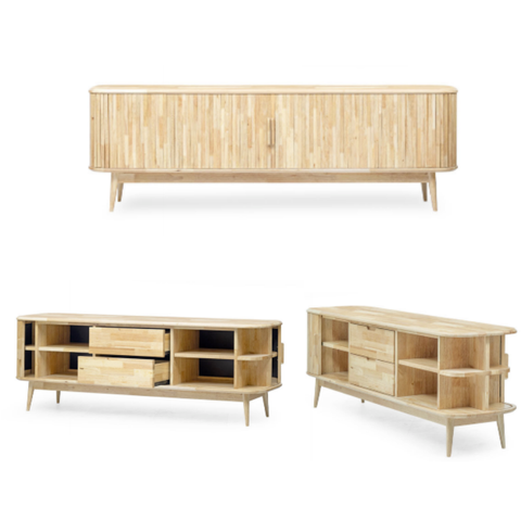 Tekkashop KPTC1048 Minimalist Scandinavian 6FT Full Solid Wood TV ...