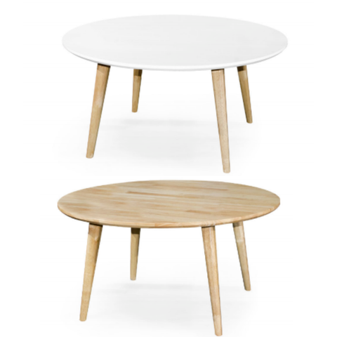 Tekkashop KPCT489 Modern Round Solid Rubber Wood Coffee Table ...