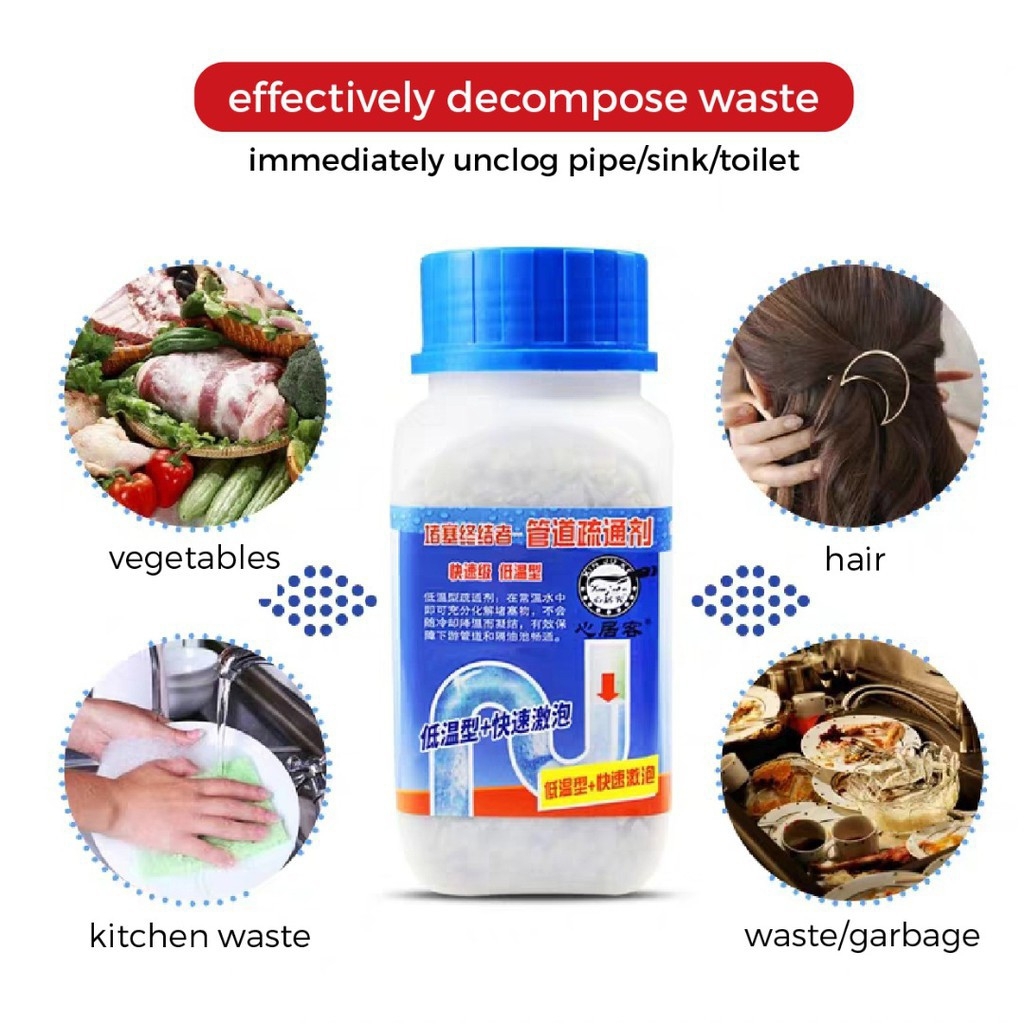 Clog Drainage Remover Powder For Pipe Toilet Bowl. (250g) EMBuzz...