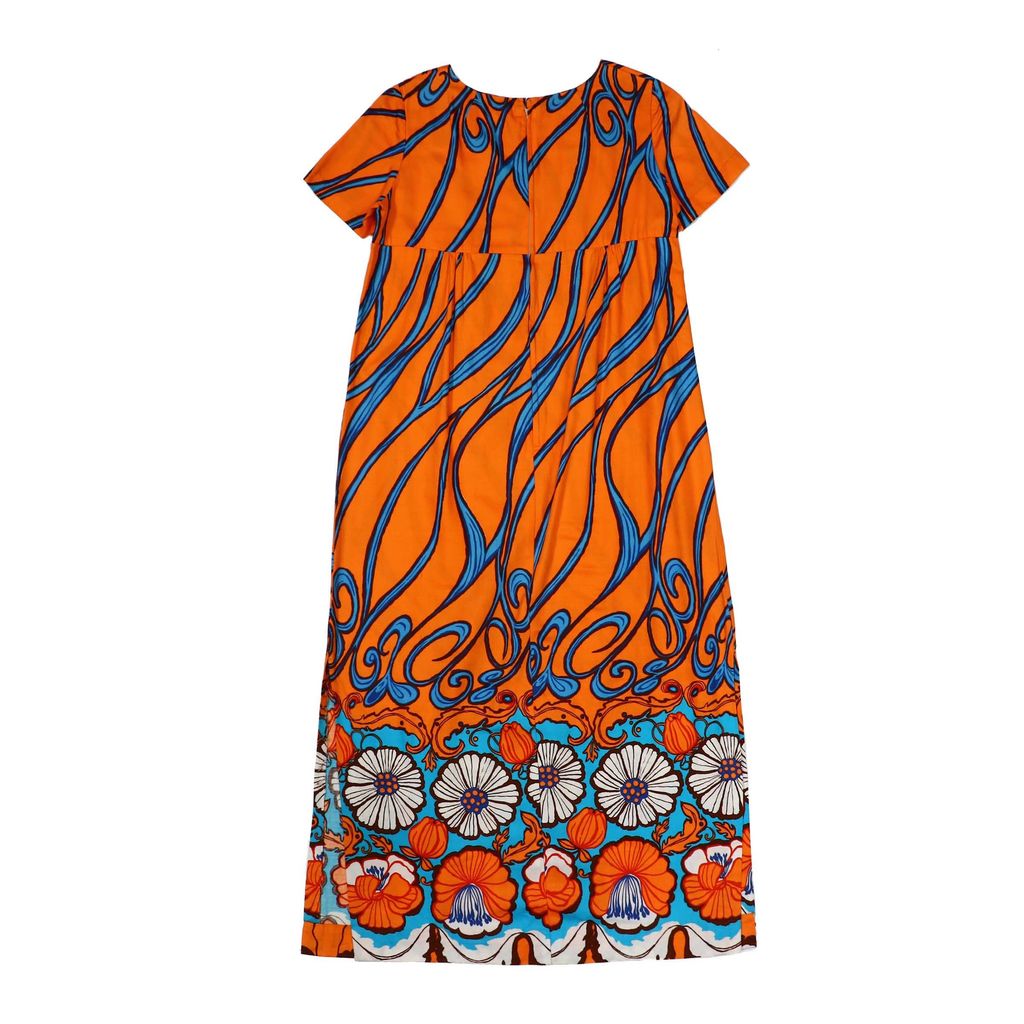 OP28 Orange hawaiian flower pattern dress 455 back.JPG