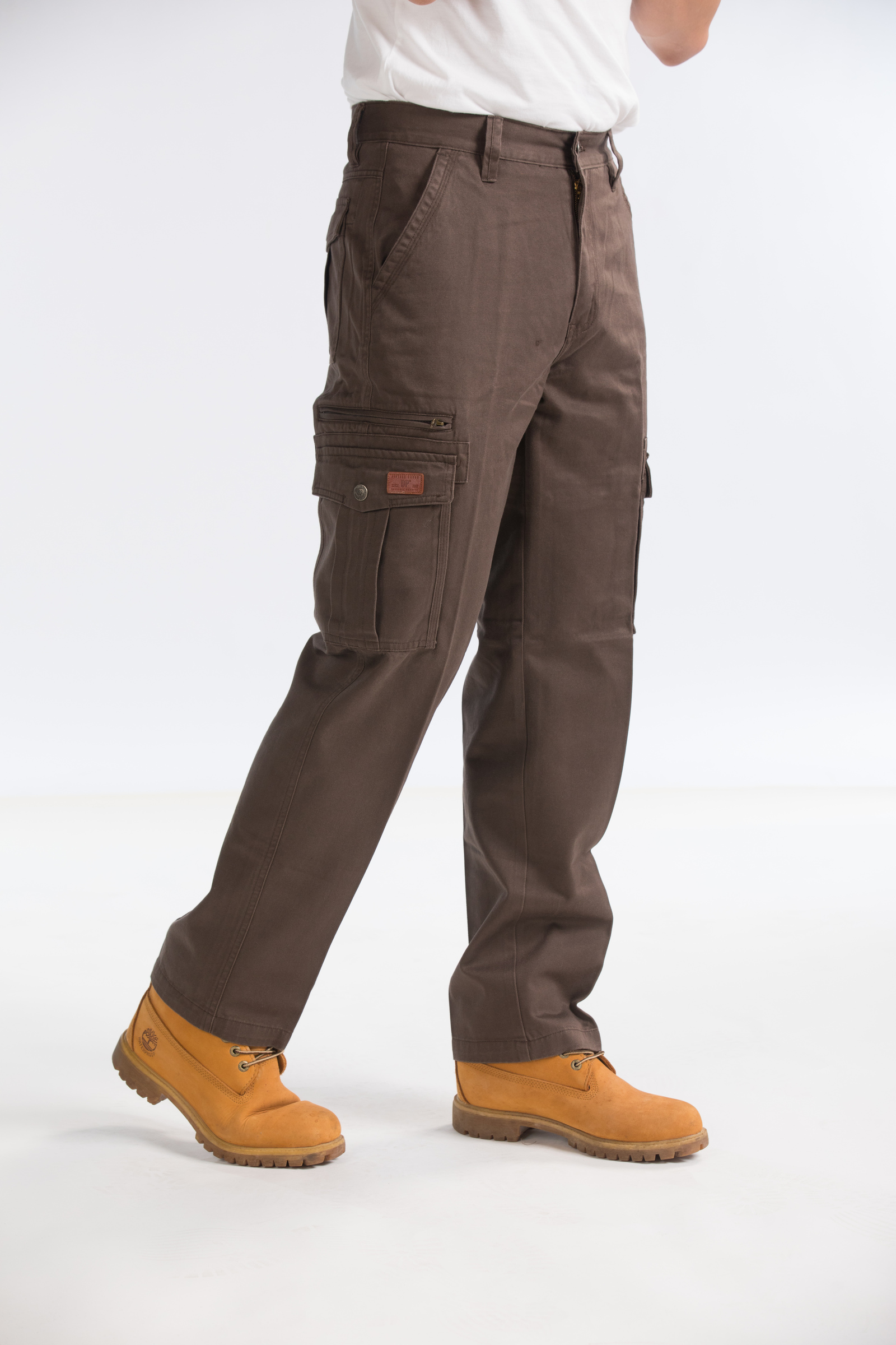 Men TanBrown Solid Cotton Track Pants