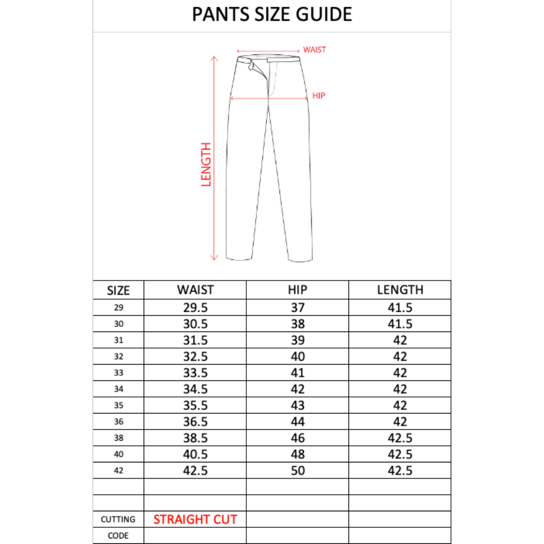 Jeans Size chart