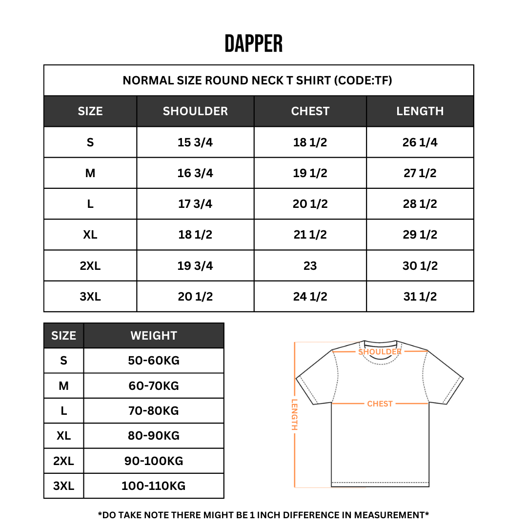 Normal Size T shirt (code tf)