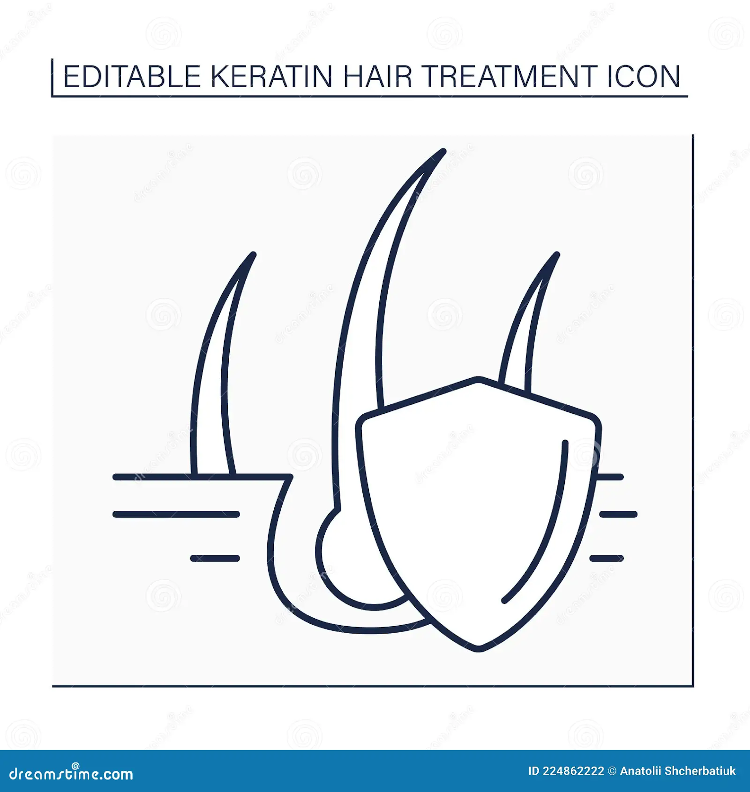 Strengthens Hair Fibers Icon: A hair strand with a shield or reinforcement symbol.