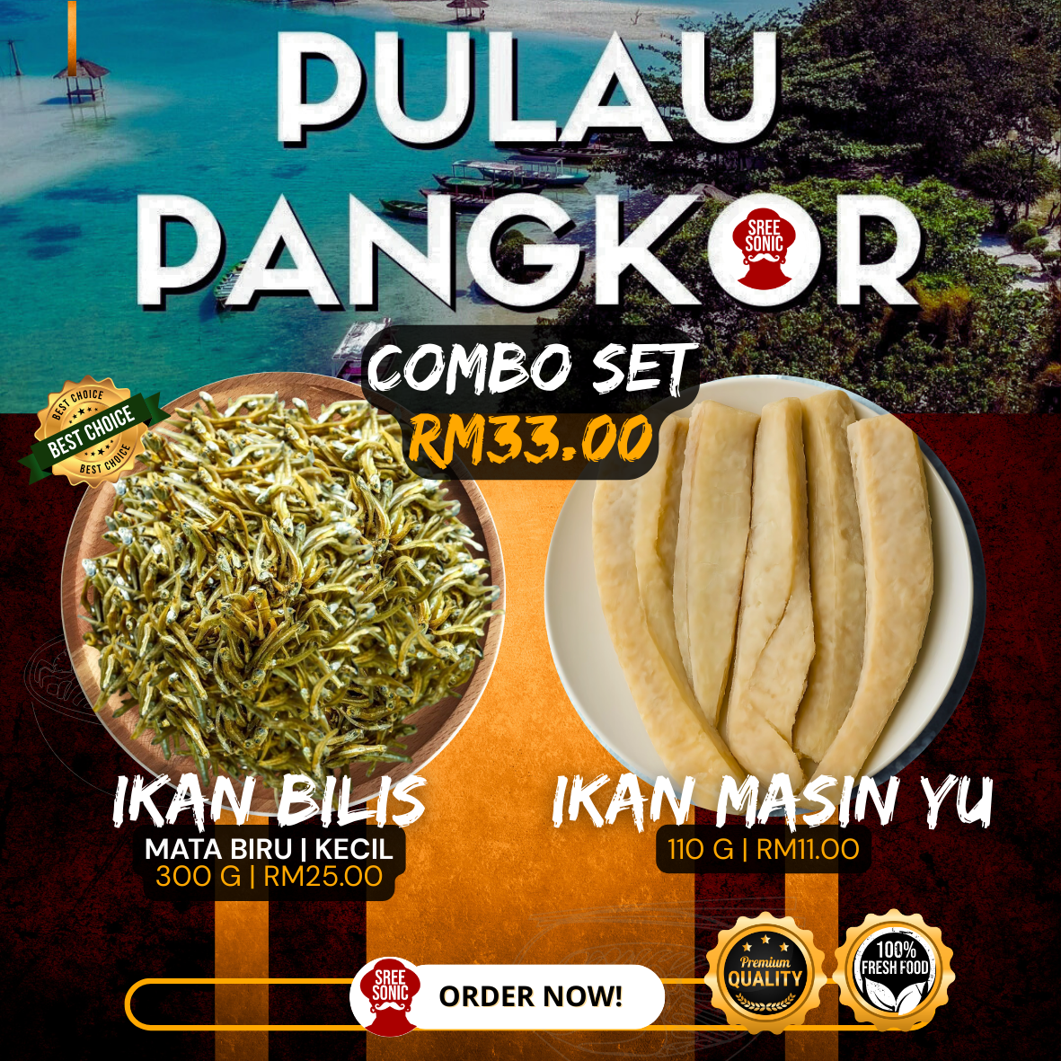 Brown and Yellow Modern Food Poster (Square Sticker) (8)