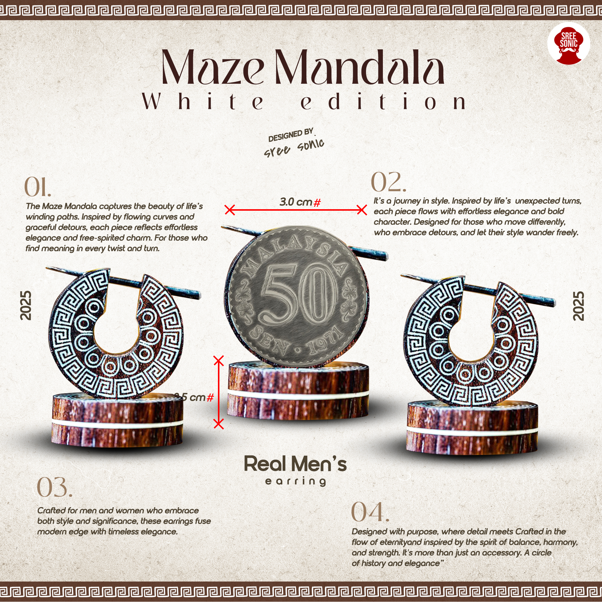 MAZE MANDALA WHITE -50 CENT