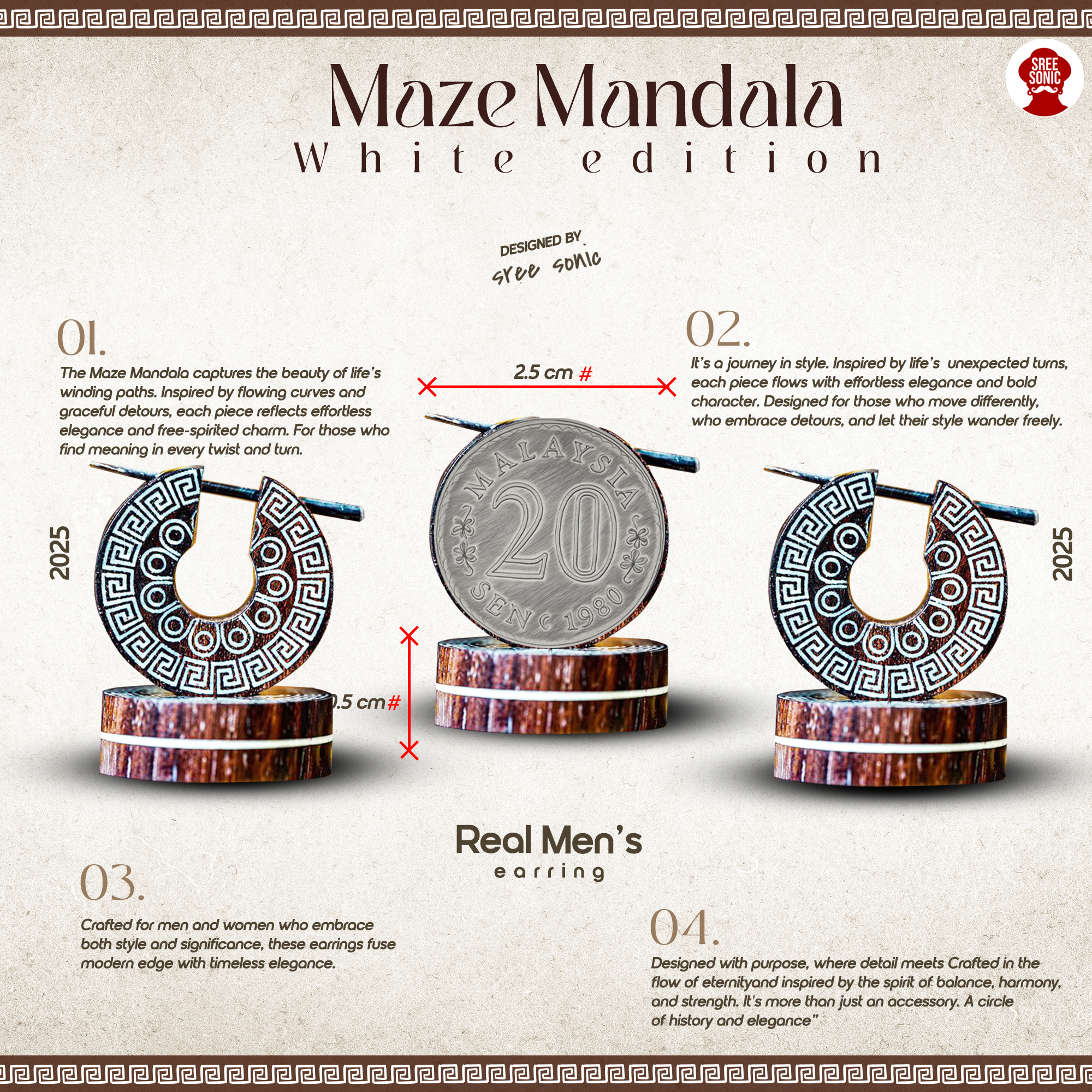 MAZE MANDALA WHITE -20 CENT