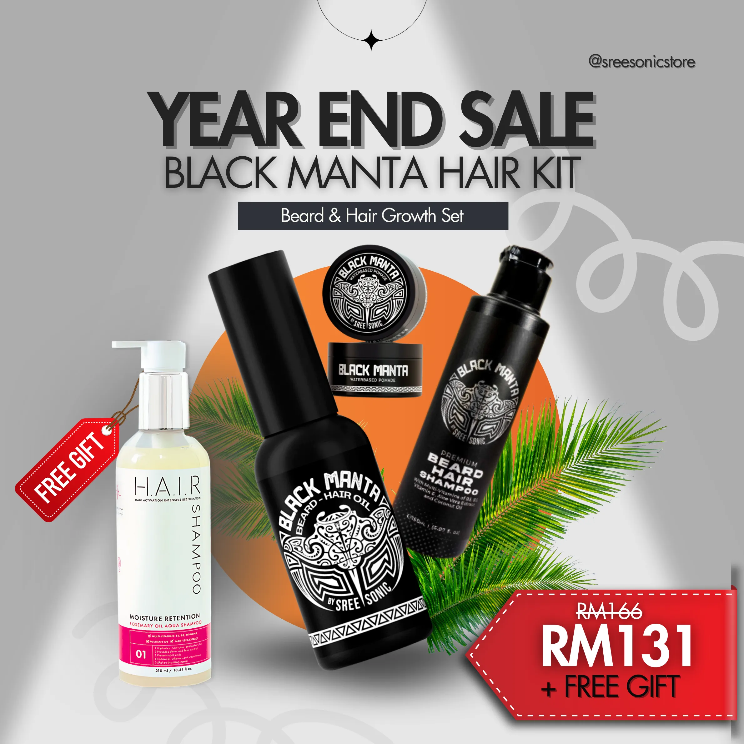 Amber White and Orange Modern Hair Oil Product Poster