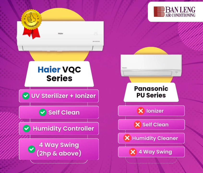 Latest Haier VQC air conditioner models in Malaysia