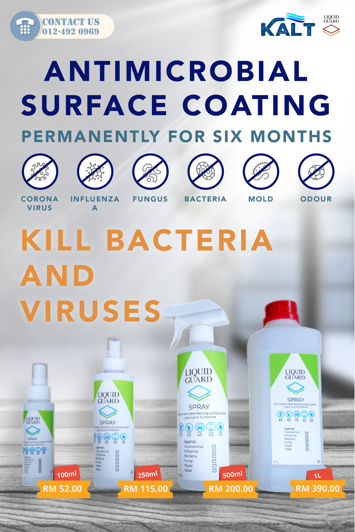 Antimicrobial Surface Coating - Kill Bacteria and Viruses