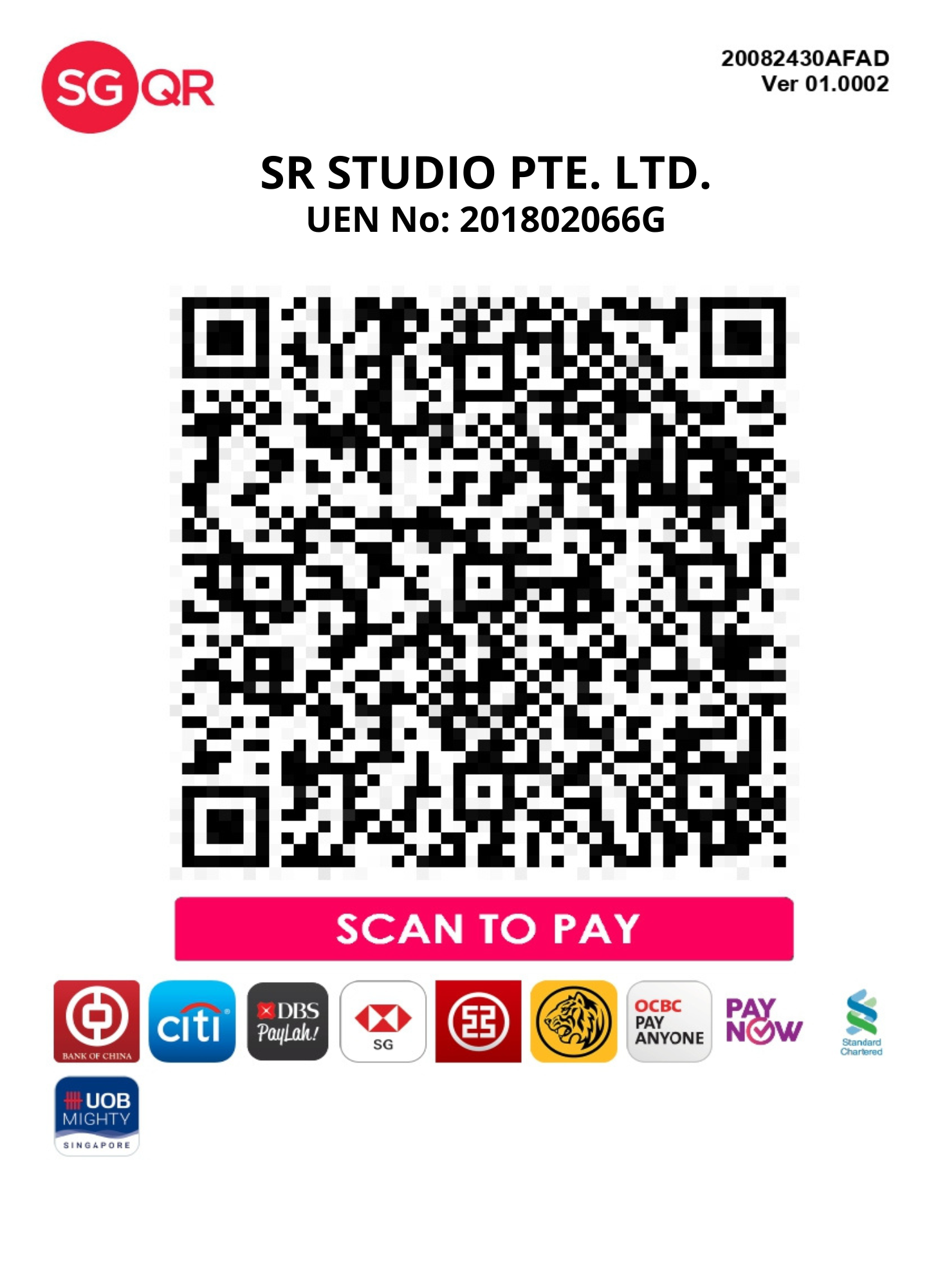 SR STUDIO PTE. LTD. Payment QR Code (b)