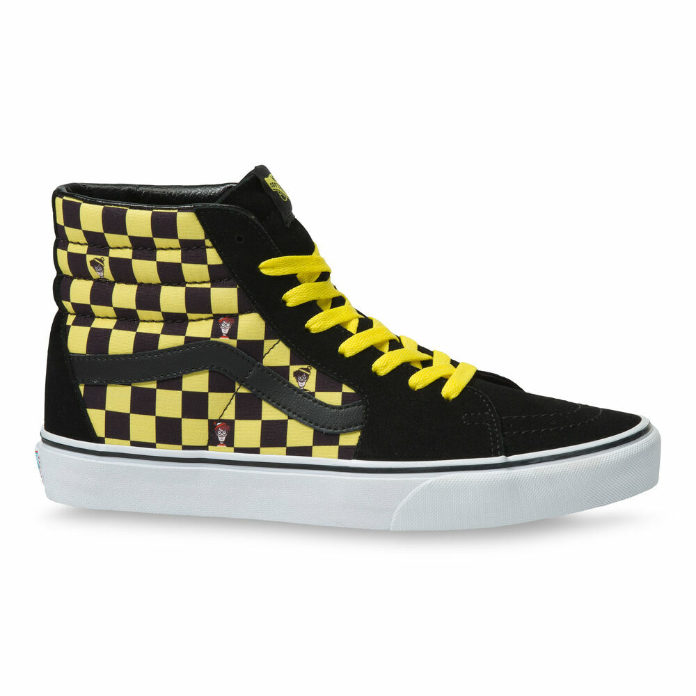 yellow checkered high top vans