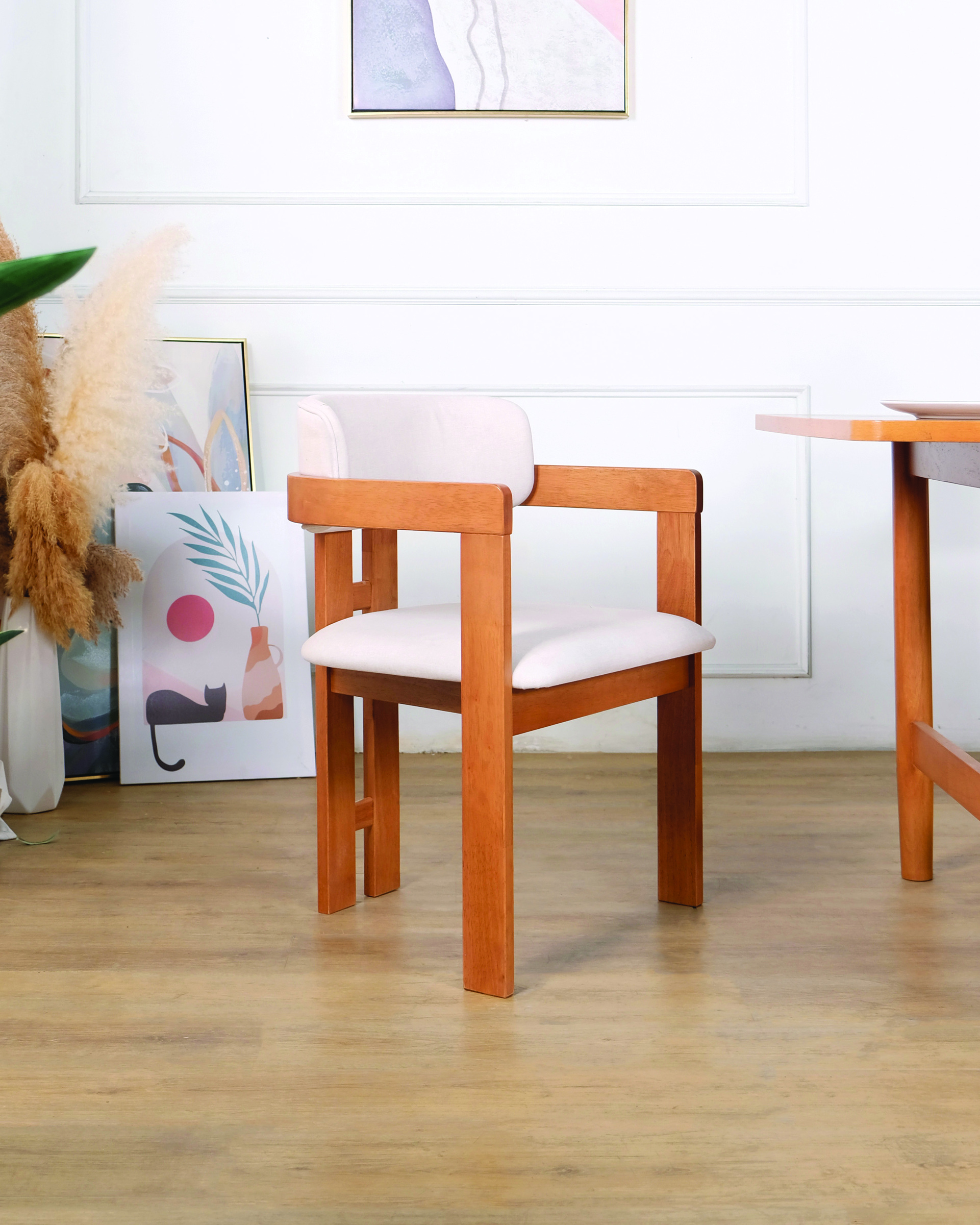 Winnie Table + Cody Chair_LilacFabric (Light Walnut) Set_3