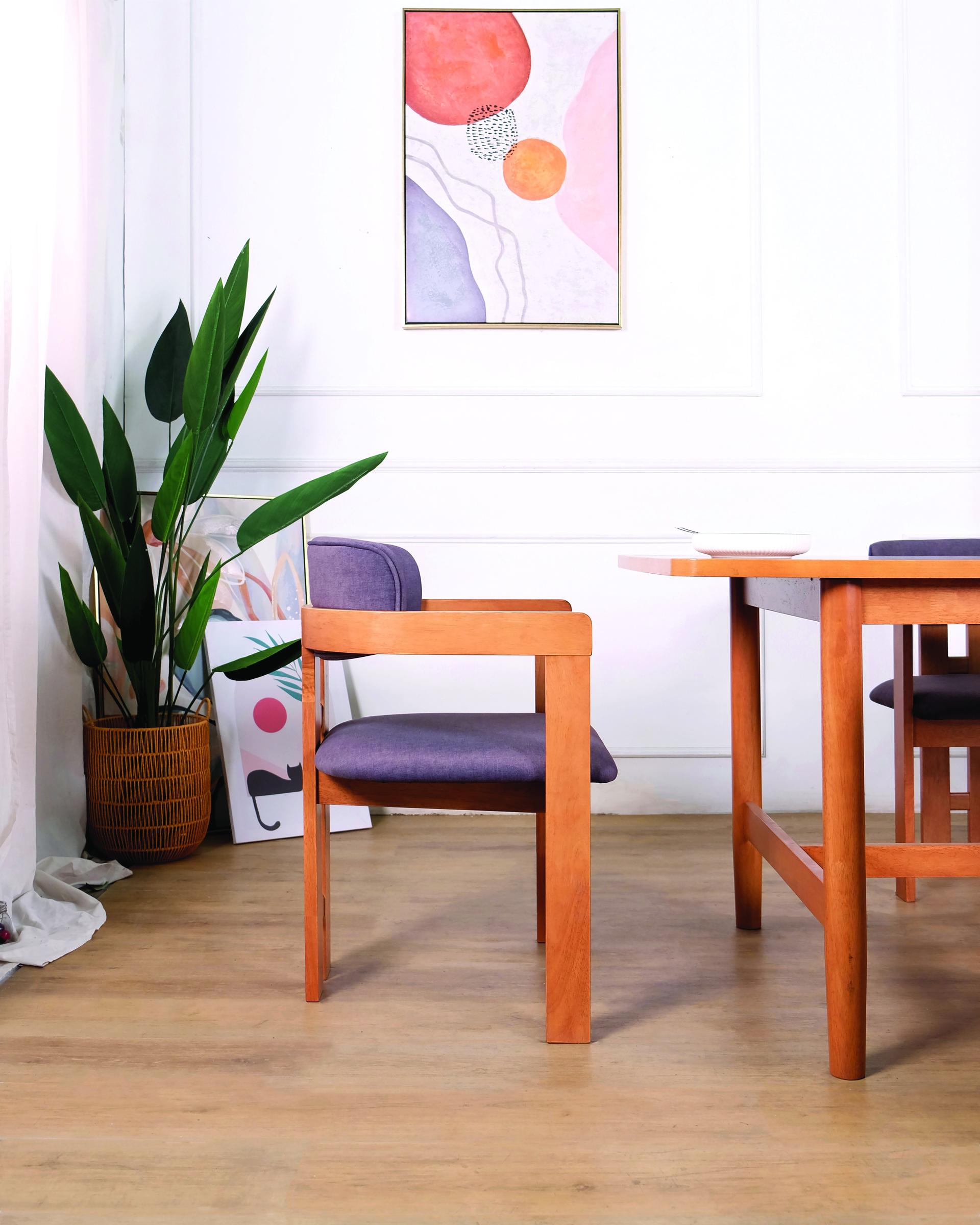 Winnie Table + Cody Chair_CharcoalFabric (Light Walnut) Set_2