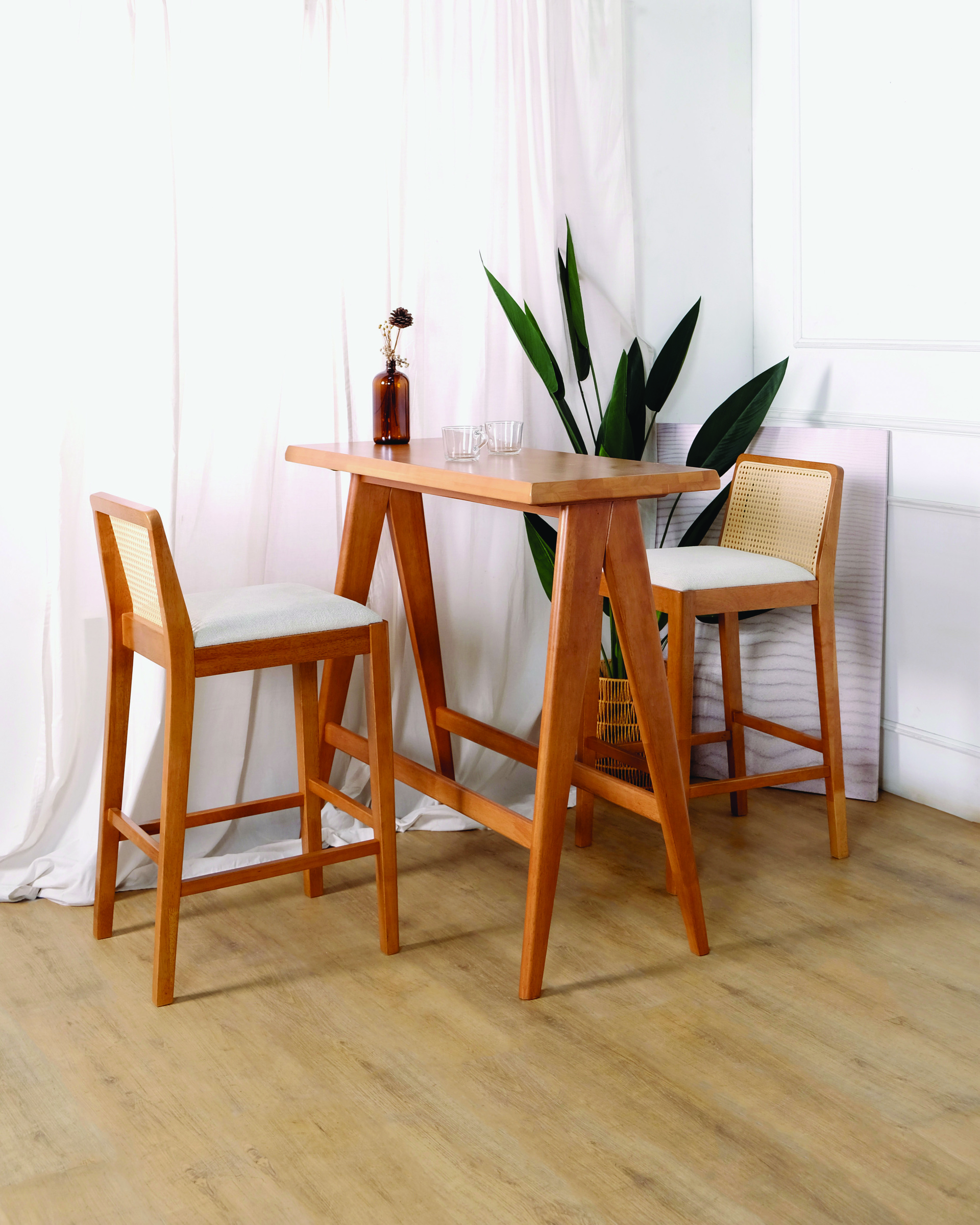 Valentina Pub Table + Maven Pub Table (Light Walnut) Set_1