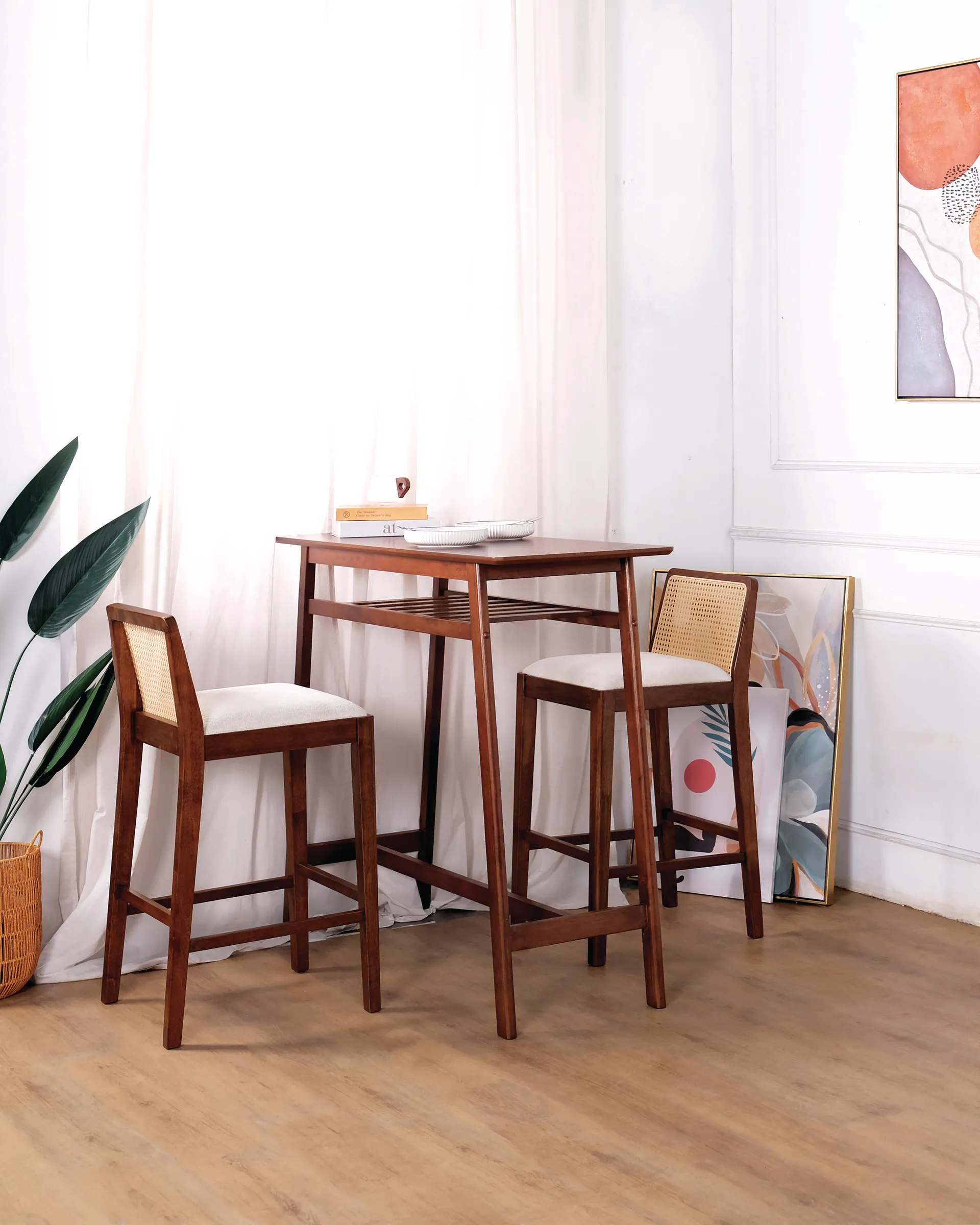 Moris Pub Table + Maven Pub Chair (Medium Brown) Set_1