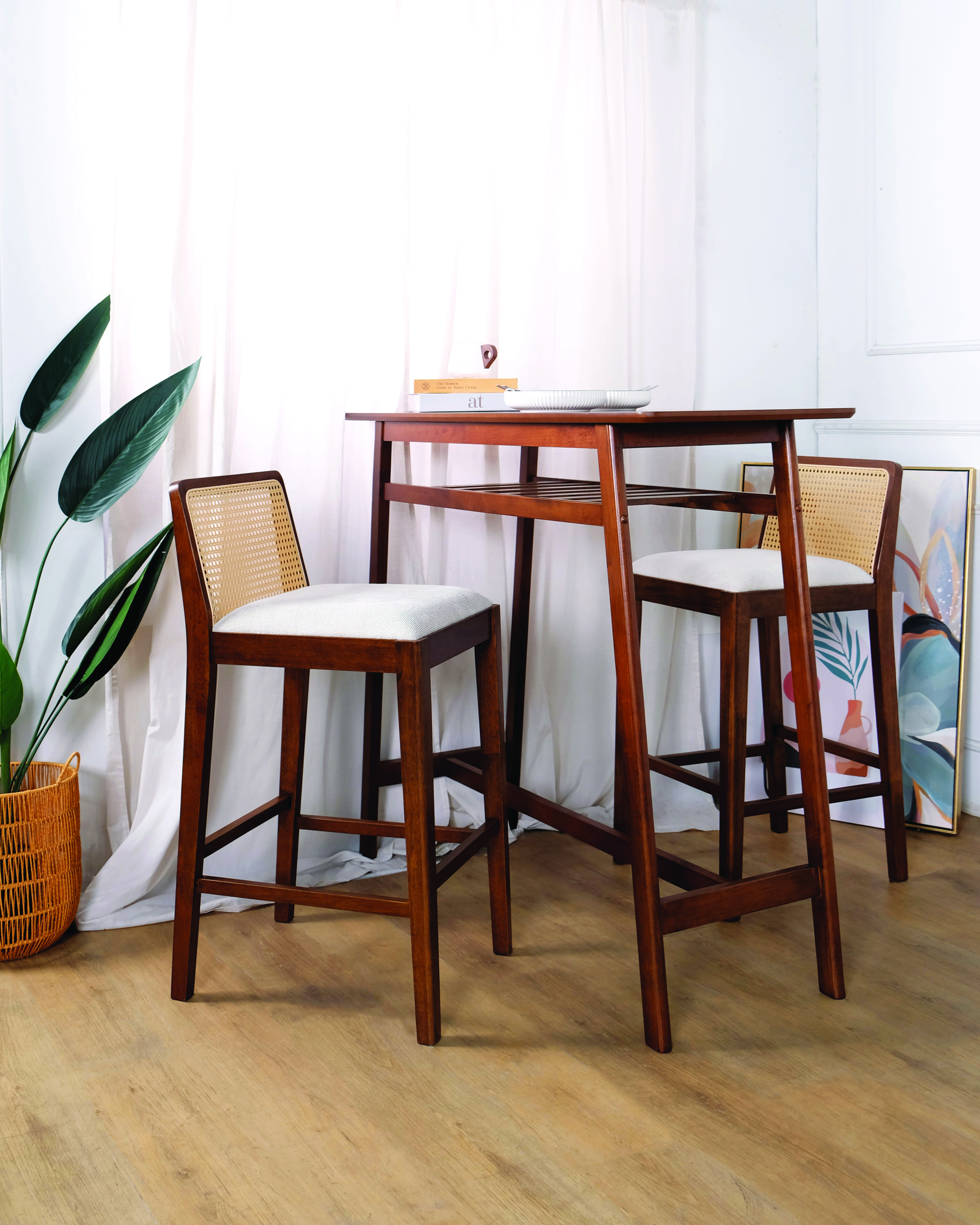 Moris Pub Table + Maven Pub Chair (Medium Brown) Set_3