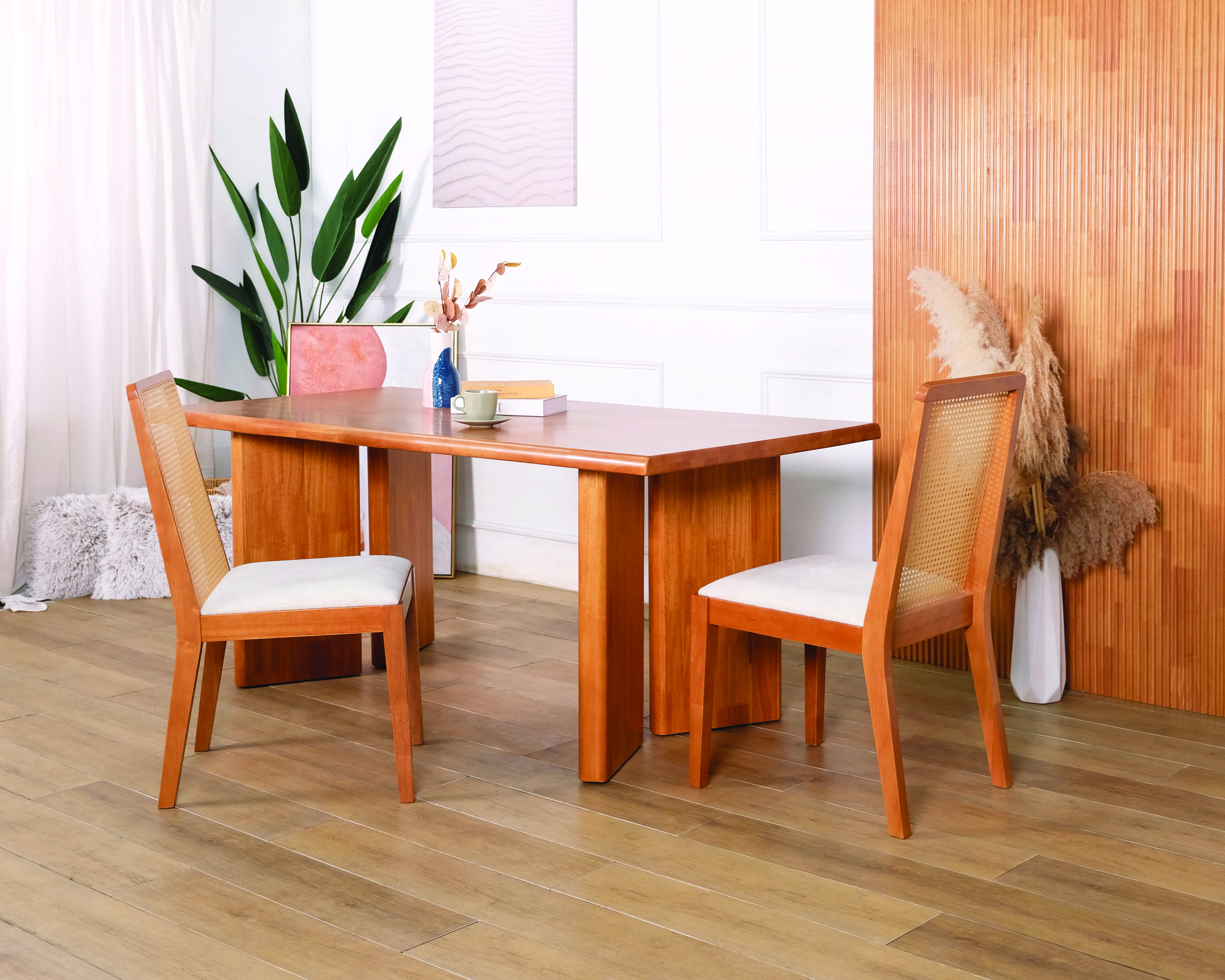 Maven Table + Maven Chair (Light Walnut) Set_1