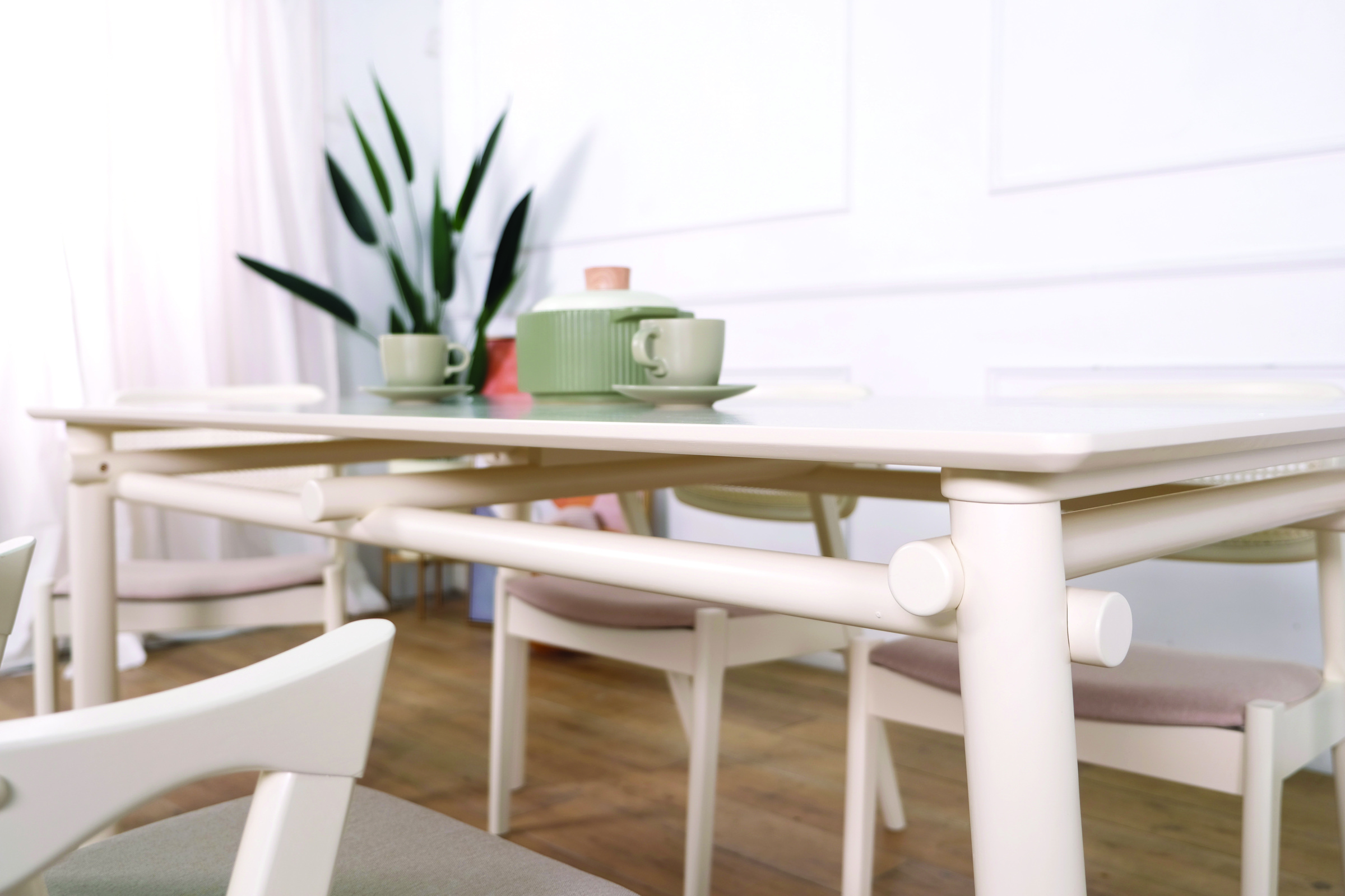Mika Table + Gavin Chair (Cream White) Set_2