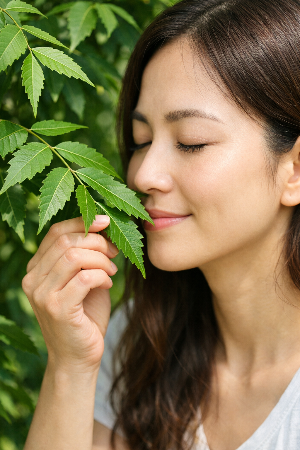 Daun Semambu Wanita Menghidu Daun Semambu