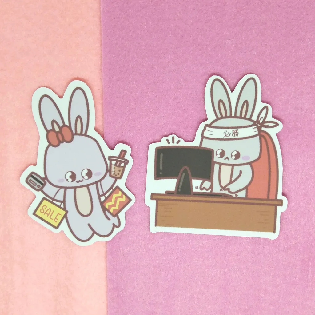 Shopaholic and workaholic stickers.jpg