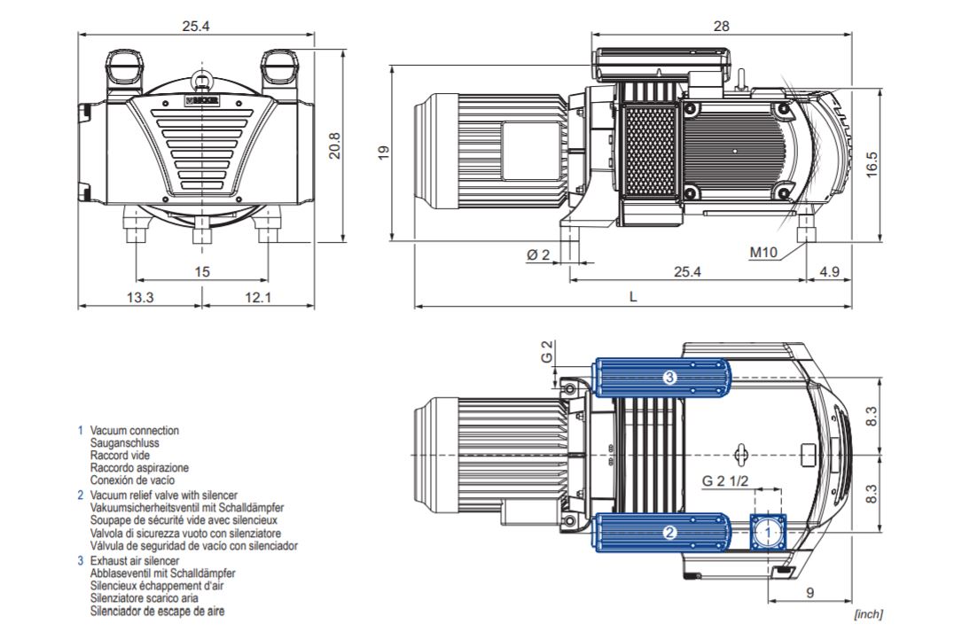 Becker VTLF2.200 Dry Rotary Vane Vacuum Pump Dimension Drawing.JPG