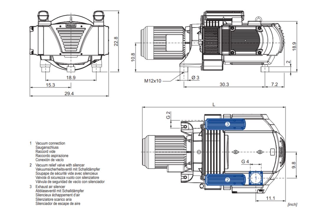 Becker VTLF2.400 Dry Rotary Vane Vacuum Pump Dimension Drawing.JPG