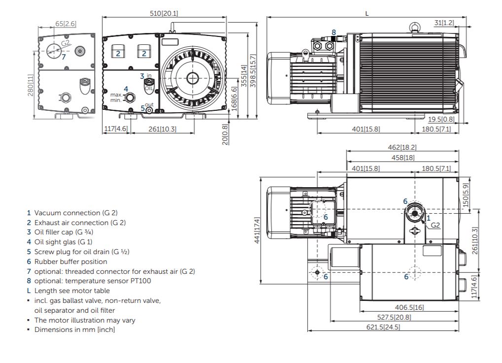 Becker U5.200 Oil Lubricated Rotary Vane Vacuum Pump Dimension Drawing .JPG