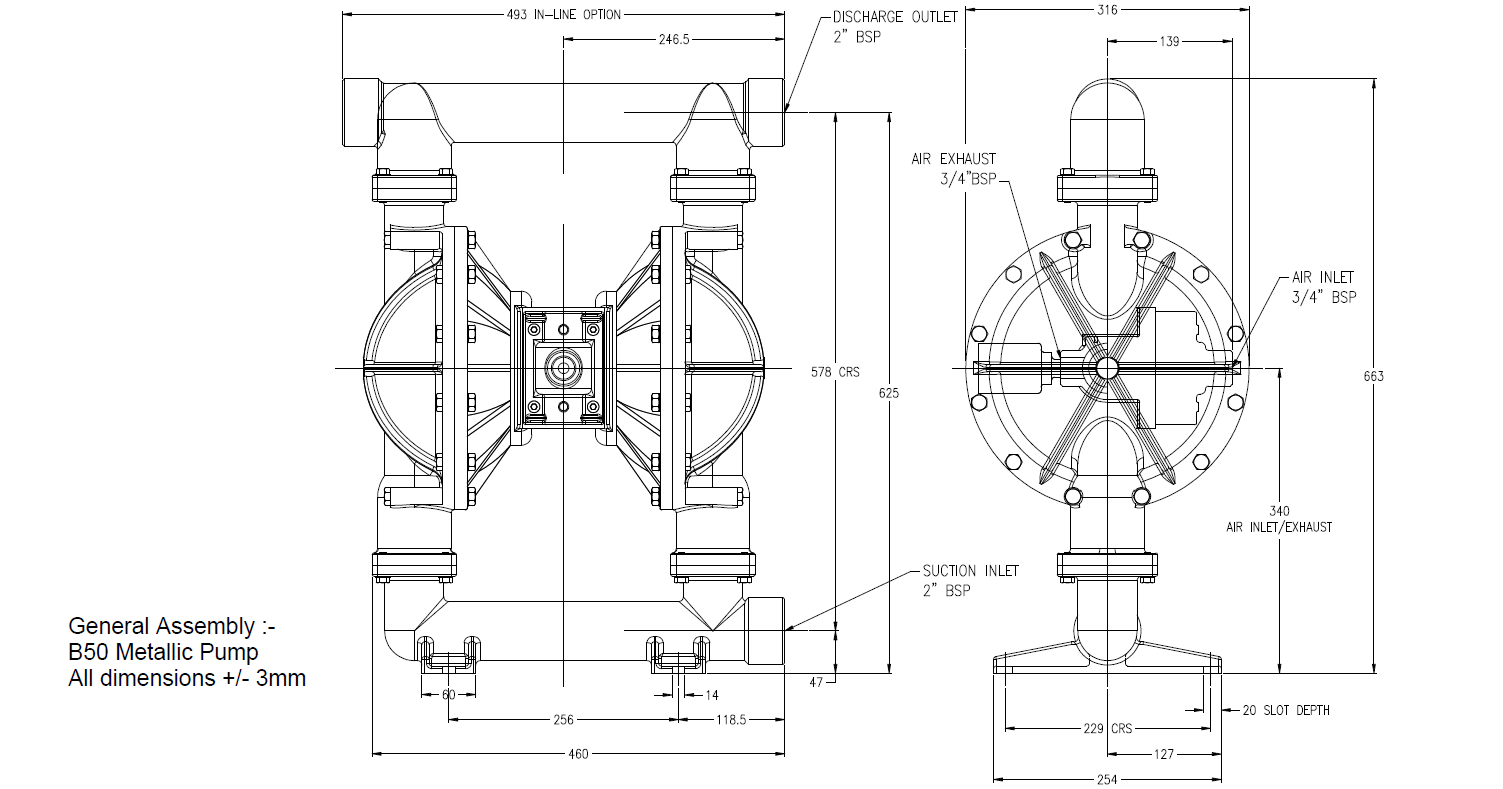 Blagdon B50 Metallic Series Dimension Drawing