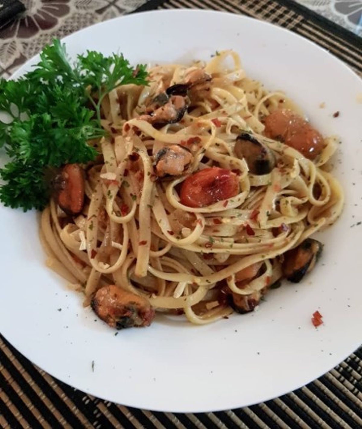 Puttanesca with Mussels and Roasted Cherry Tomatoes