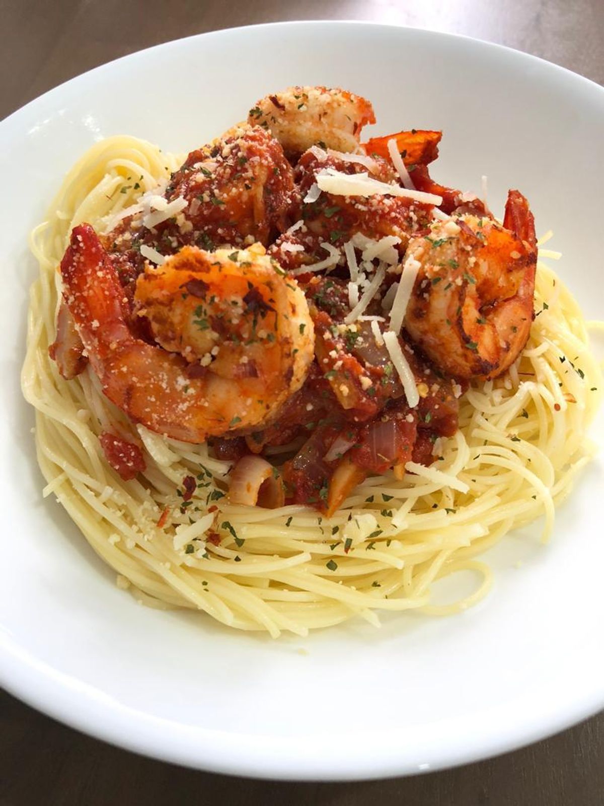 Spaghetti Arrabbiata with Prawns