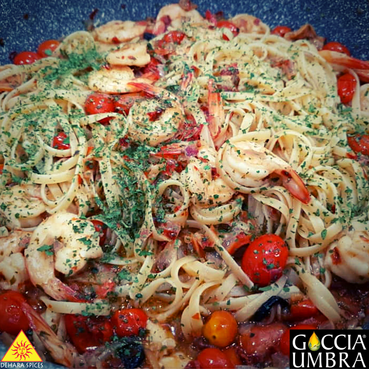 Puttanesca with prawns and cherry tomatoes roasted in balsamic vinegar (serves 4)