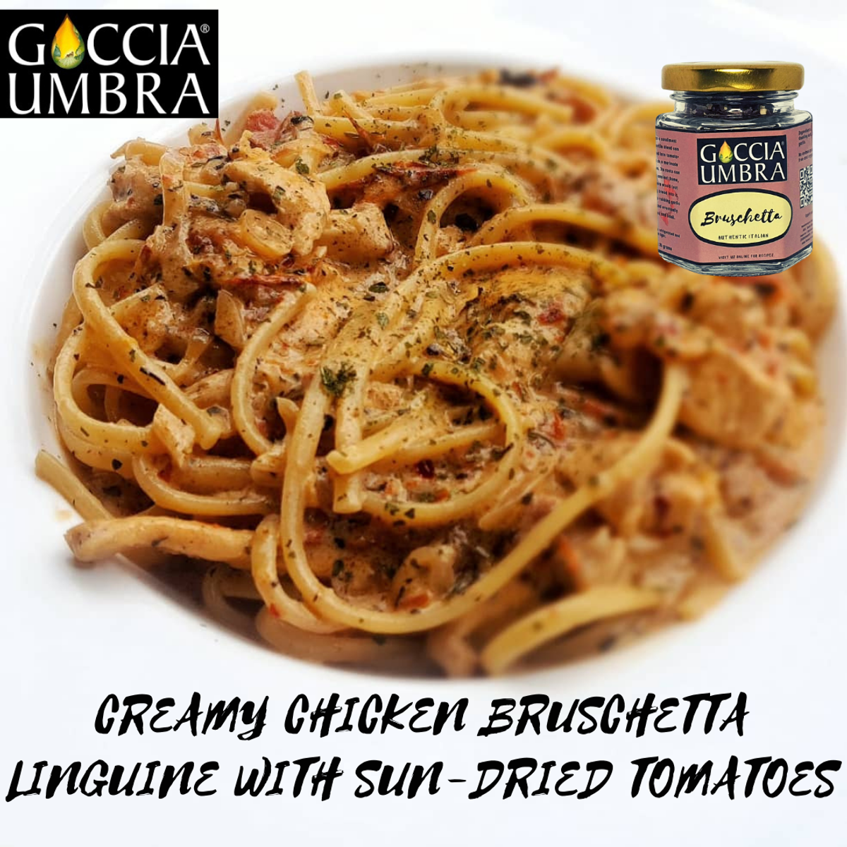 Creamy chicken bruschetta linguine with sun-dried tomatoes (serves 4)
