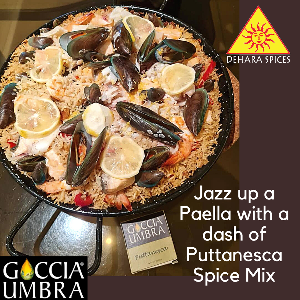 Seafood Paella with a dash of Puttanesca Spice Mix