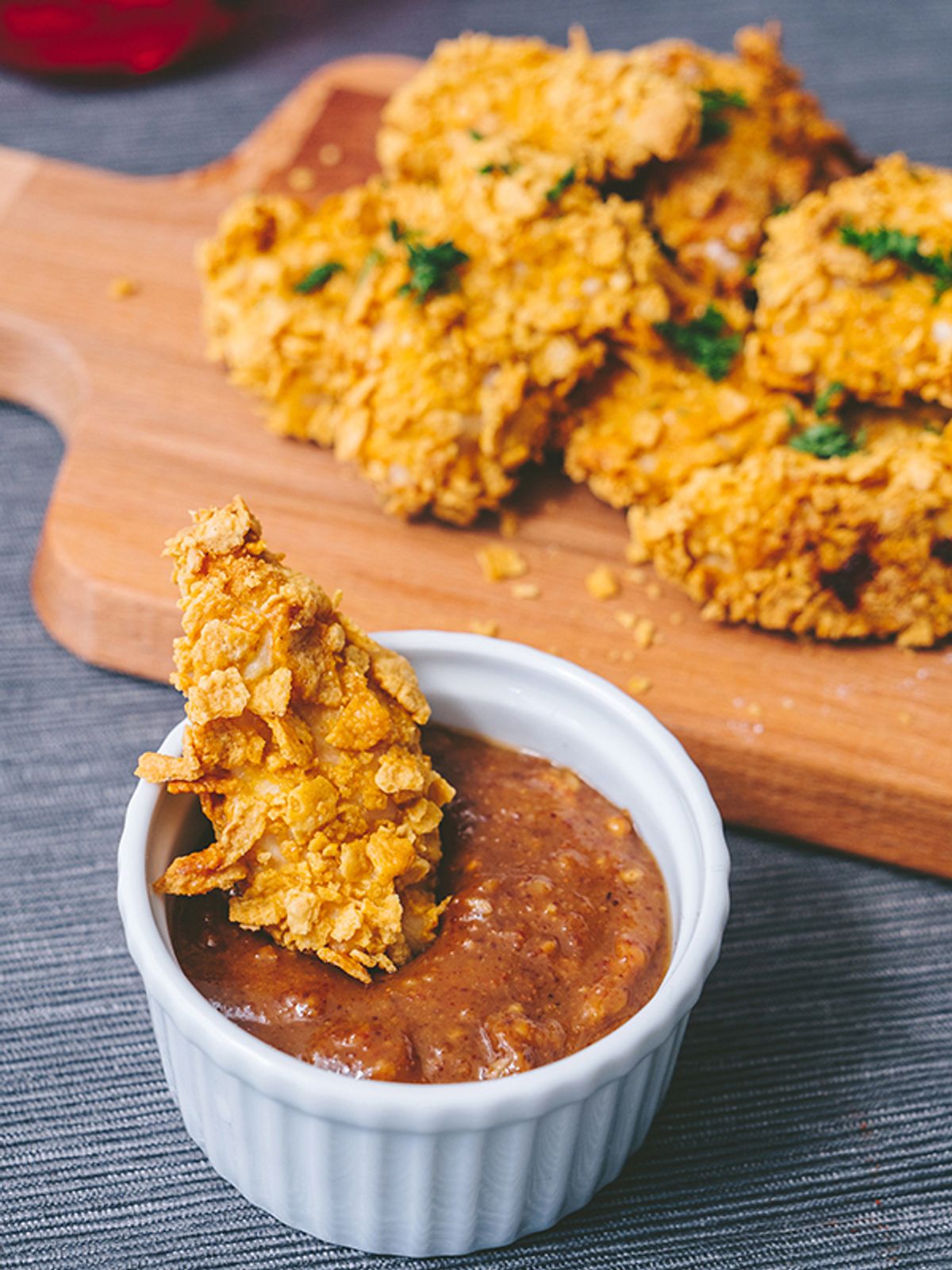 Baked Nuggets with Almond Garlic Dip