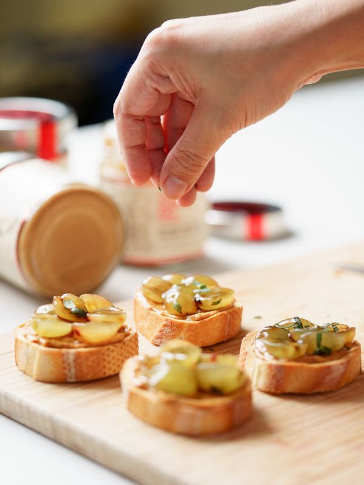 Peanut Butter and Grape Crostini