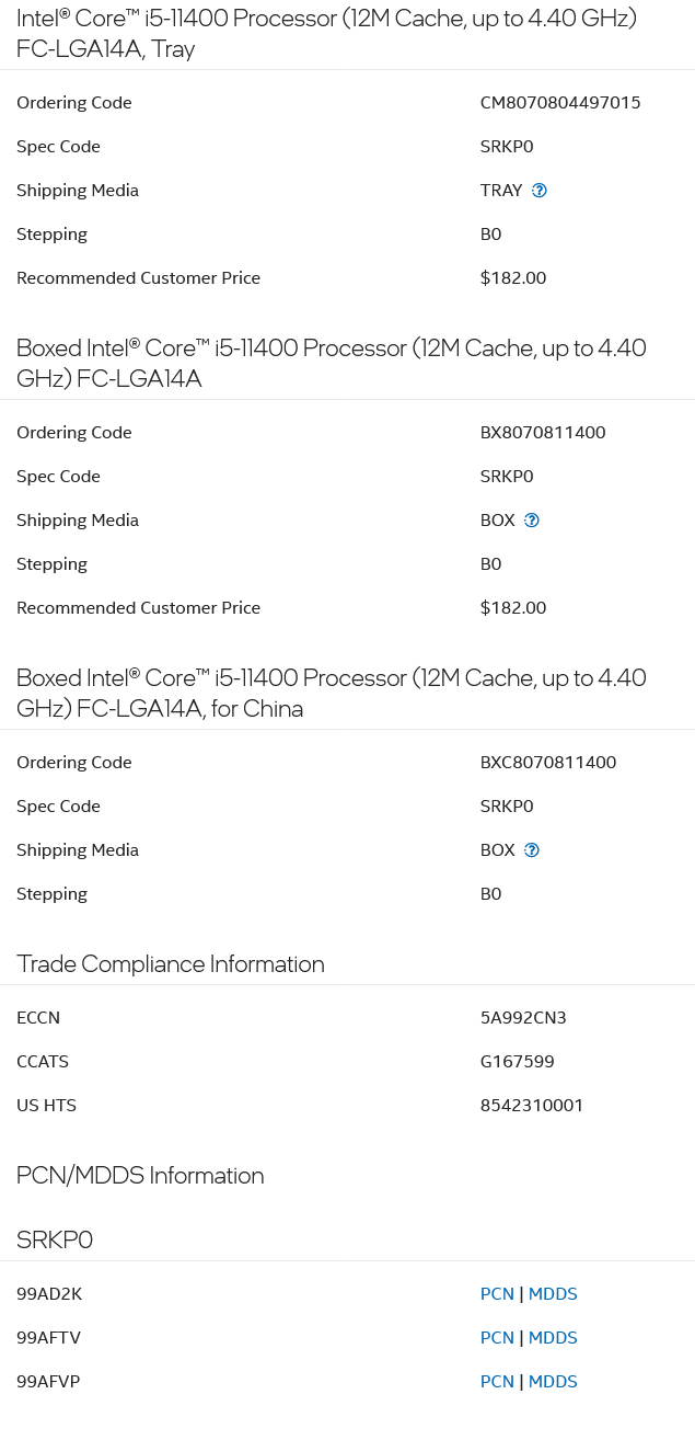 Intel® Core™ i5-11400 Processor - ( Tray Version ) – BITNIX IT