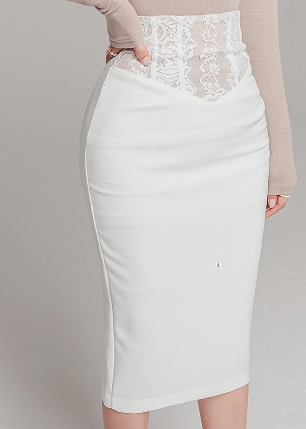 【Badee】Lace Strap Skirt Lace waist band pencil skirt TB60HH8 – the little flower at
