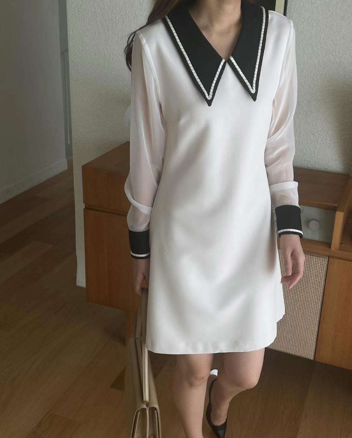 tweed collar short dress