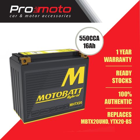 Motobatt MHTX20 Hybrid Battery (Replaces MBTX20UHD, MBTX20U, MBTX20UHD,  YTX20-BS, YTX20, YTX20-L) – Promoto