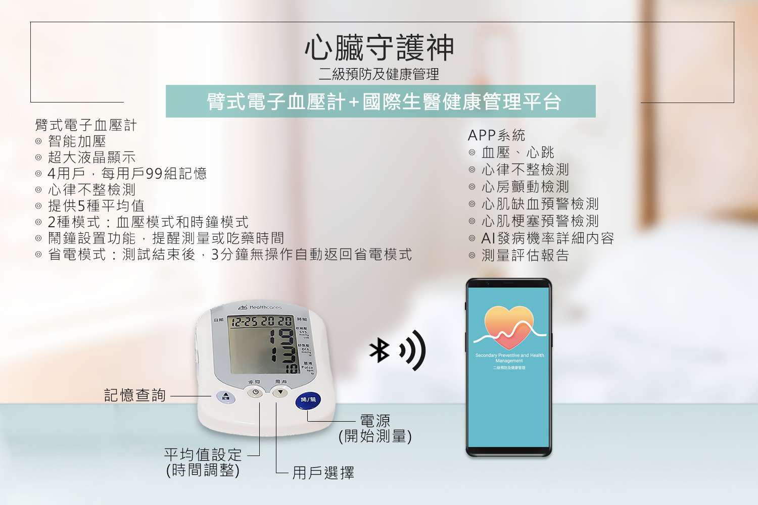 心壓計(心電、血壓雙監測)-血壓計及APP系統說明