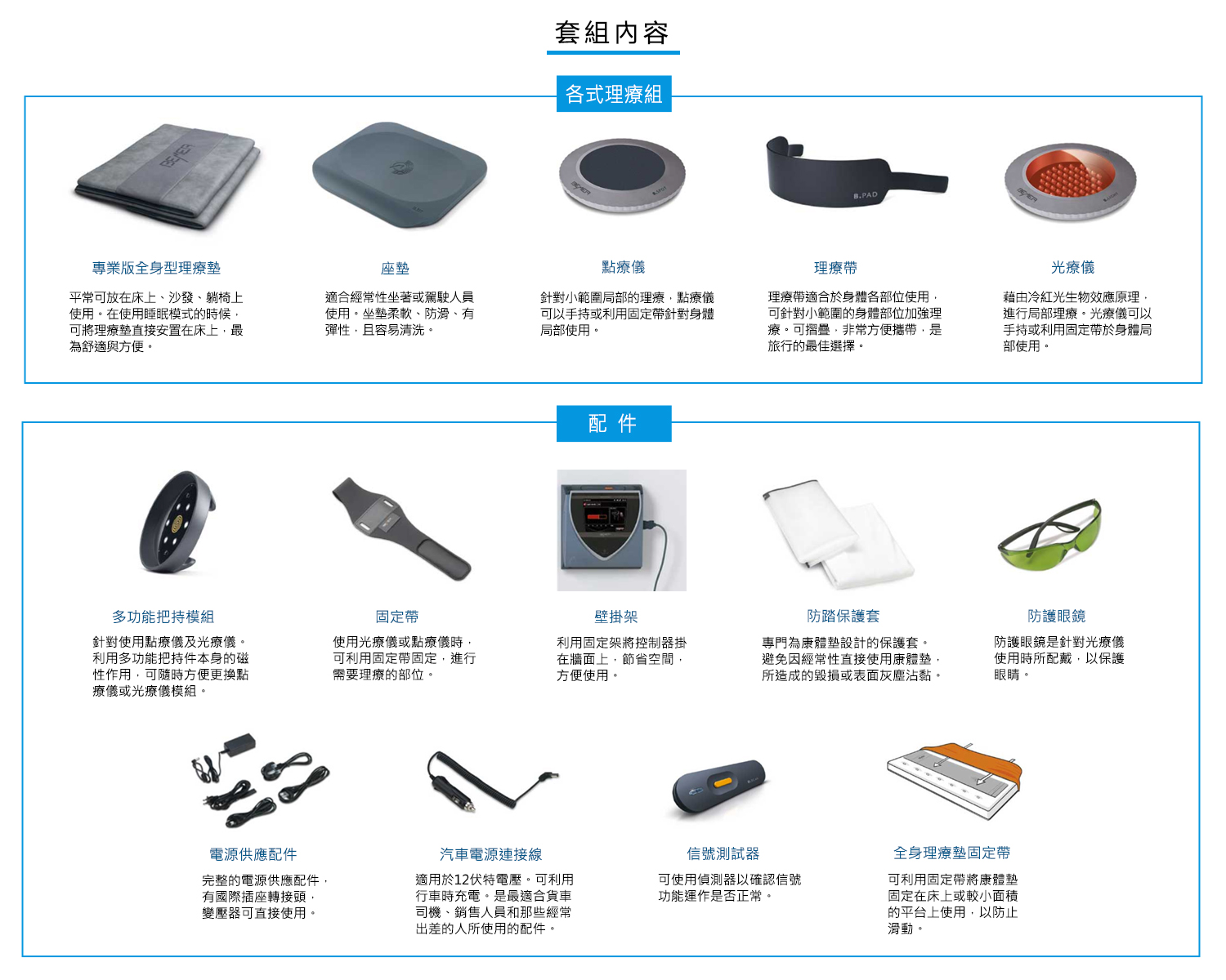 BEMER班默磁場治療儀-套組內容