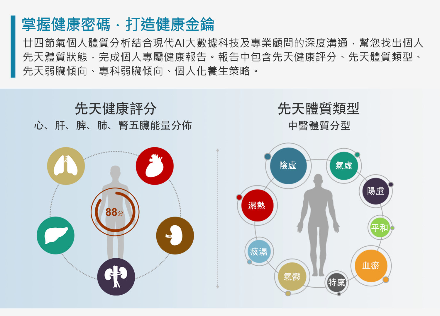 廿四節氣個人體質分析(24節氣)(二十四節氣）-先天健康評分：心、肝、脾、肺、腎五臟,先天體質類型：中醫體質