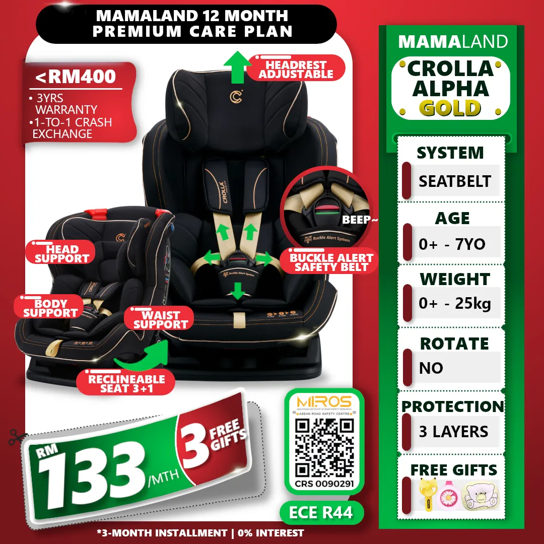 Mamaland Crolla Alpha Premium Gold Newborn7YO (25kg) Baby Car Seat