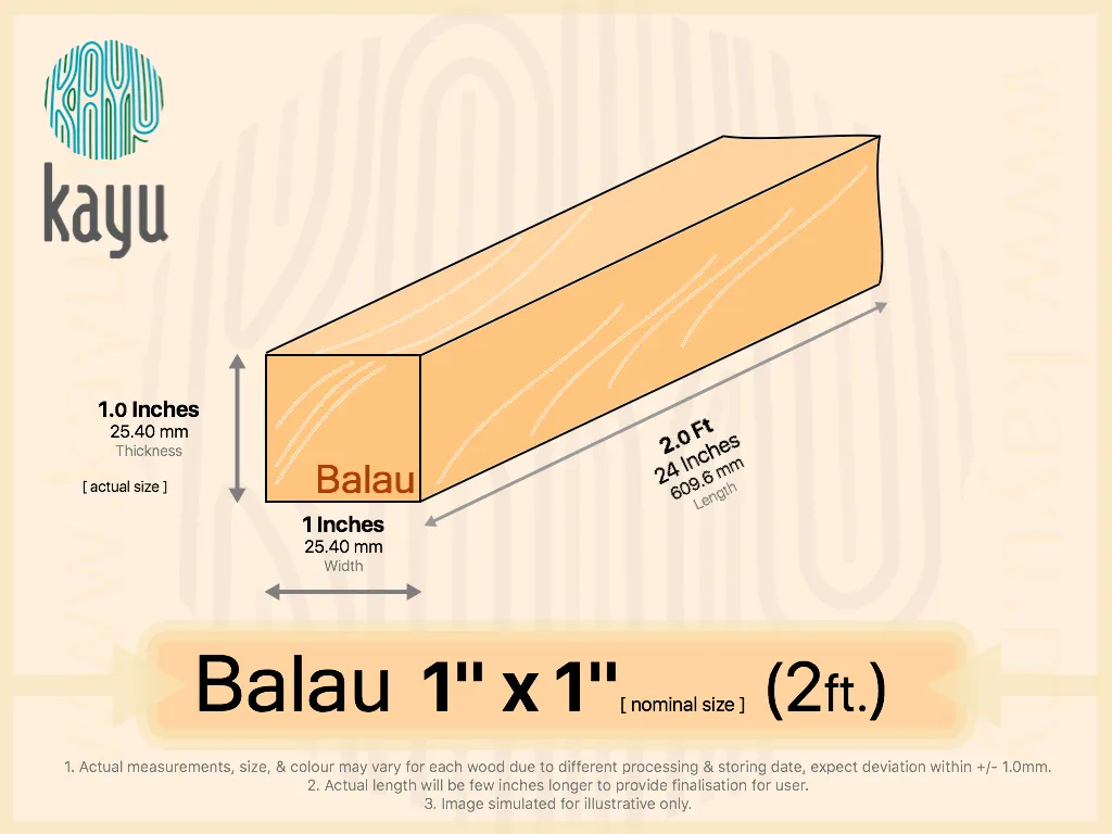 Balau Solid Wood 1 X 1 2 To 14 Ft Kayu My