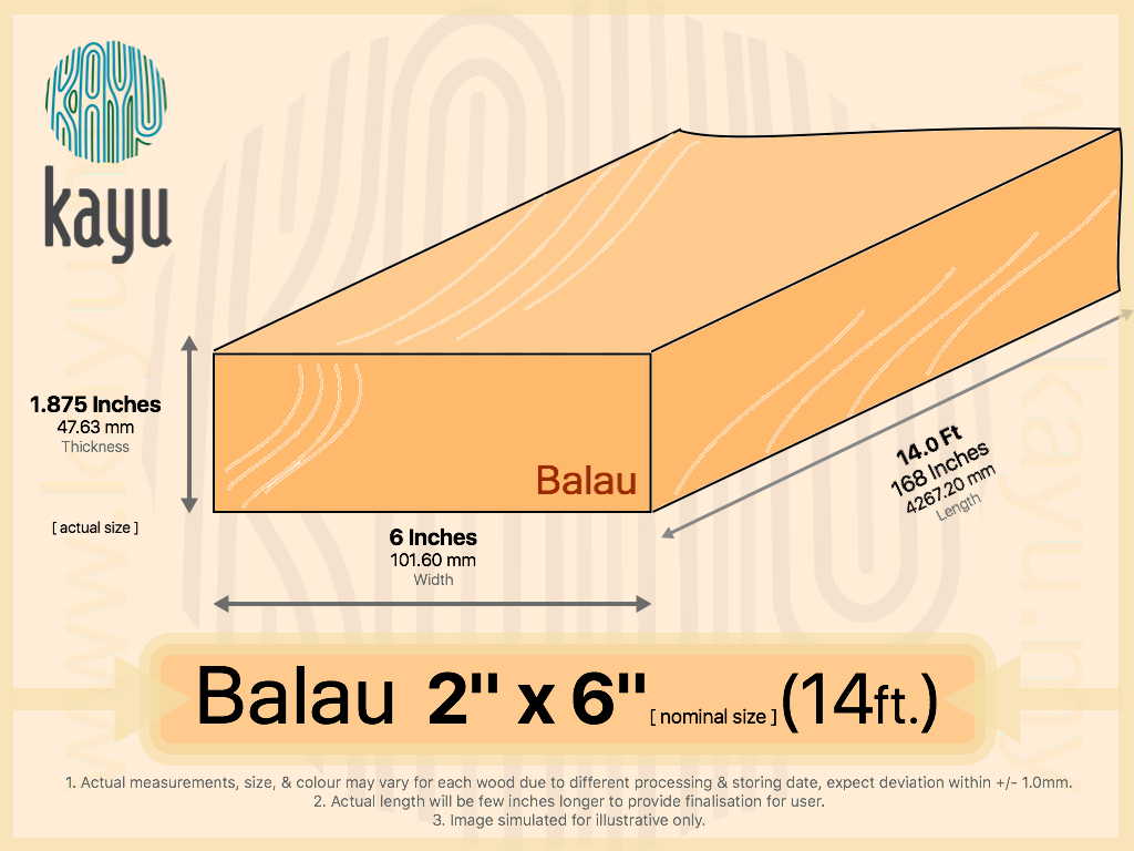 Balau Solid Wood 2" x 6" (2 to 20ft.) – Kayu.my