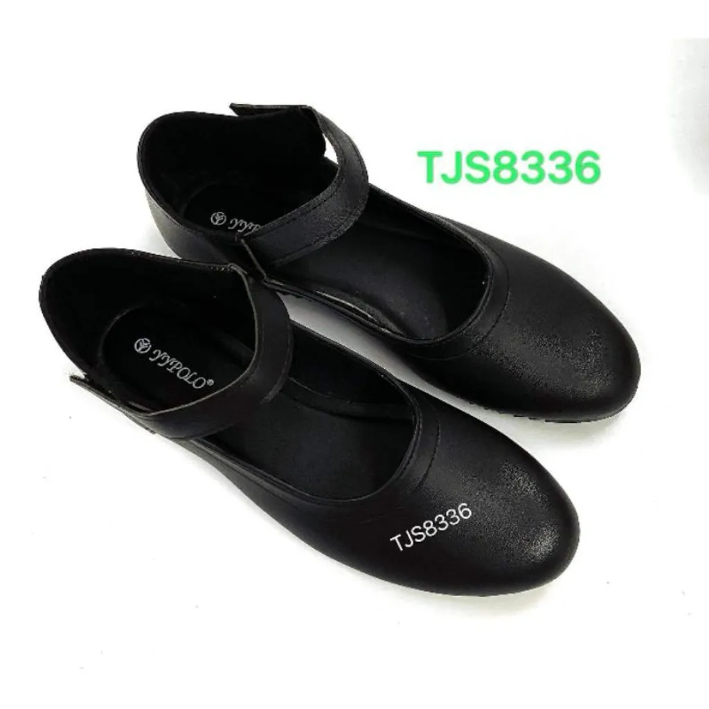 Yy Polo Kasut Kulit Lekat Pu Leather Hitam Perempuan Kolej Ladies Formal Flat Shoes Slip On Office Use Black 202 4 9 Ok One Enterprise