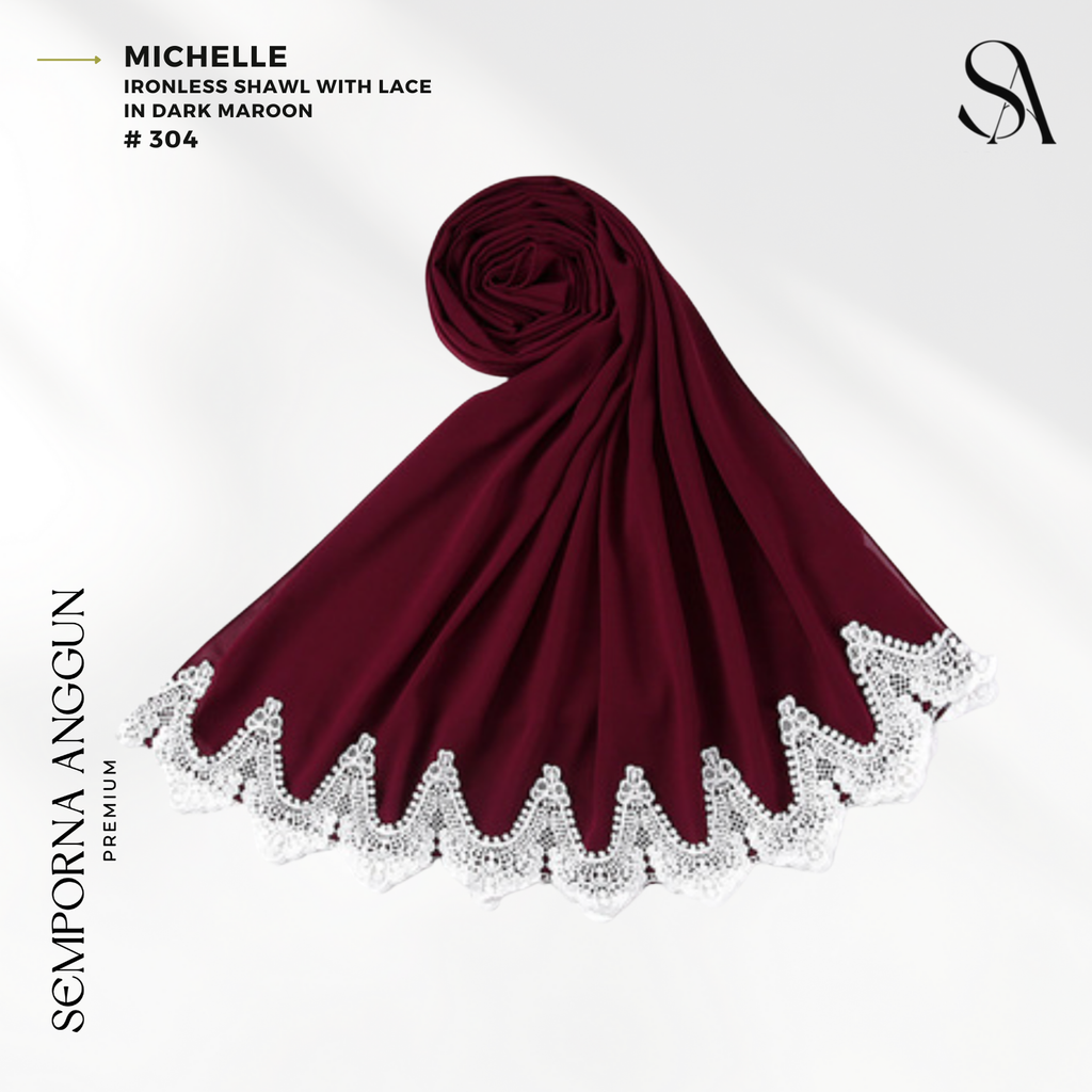 Shawl #304 - Michelle (17 Dark Maroon) 1
