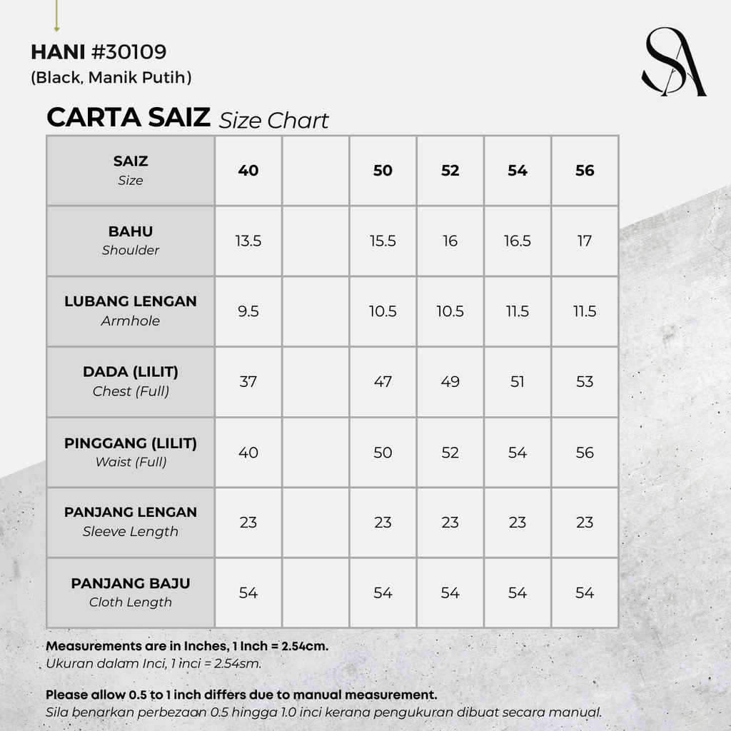 30109 - 01 Manik Putih - 4 Size